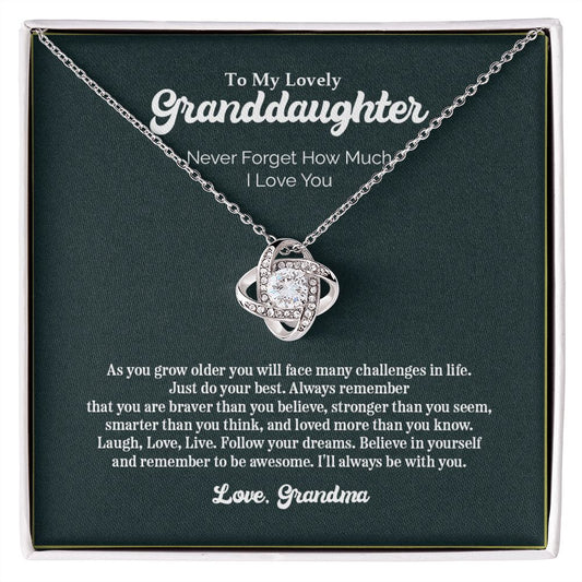 To My Lovely Granddaughter | Never Forget How Much I Love You - Love Knot Necklace